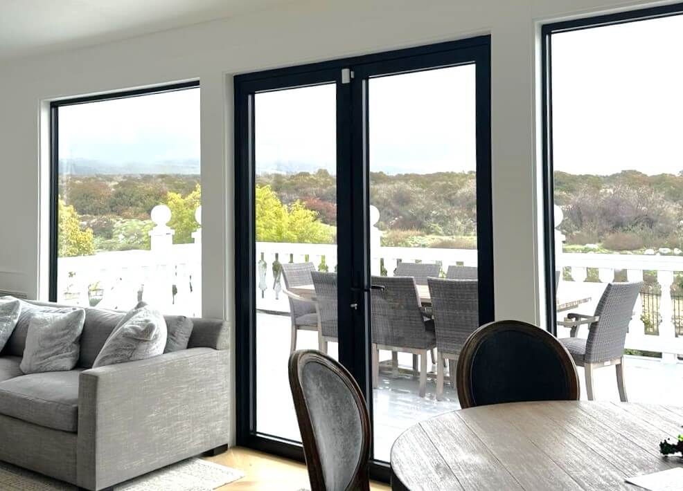 Luxury residence in California black aluminum patio doors