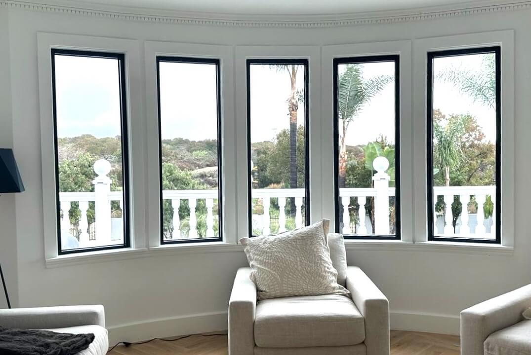 Luxury residence in California black aluminum picture windows