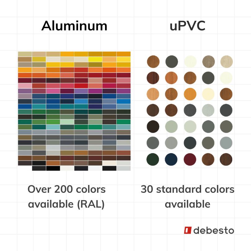 aluminum vs upvc color options comparison