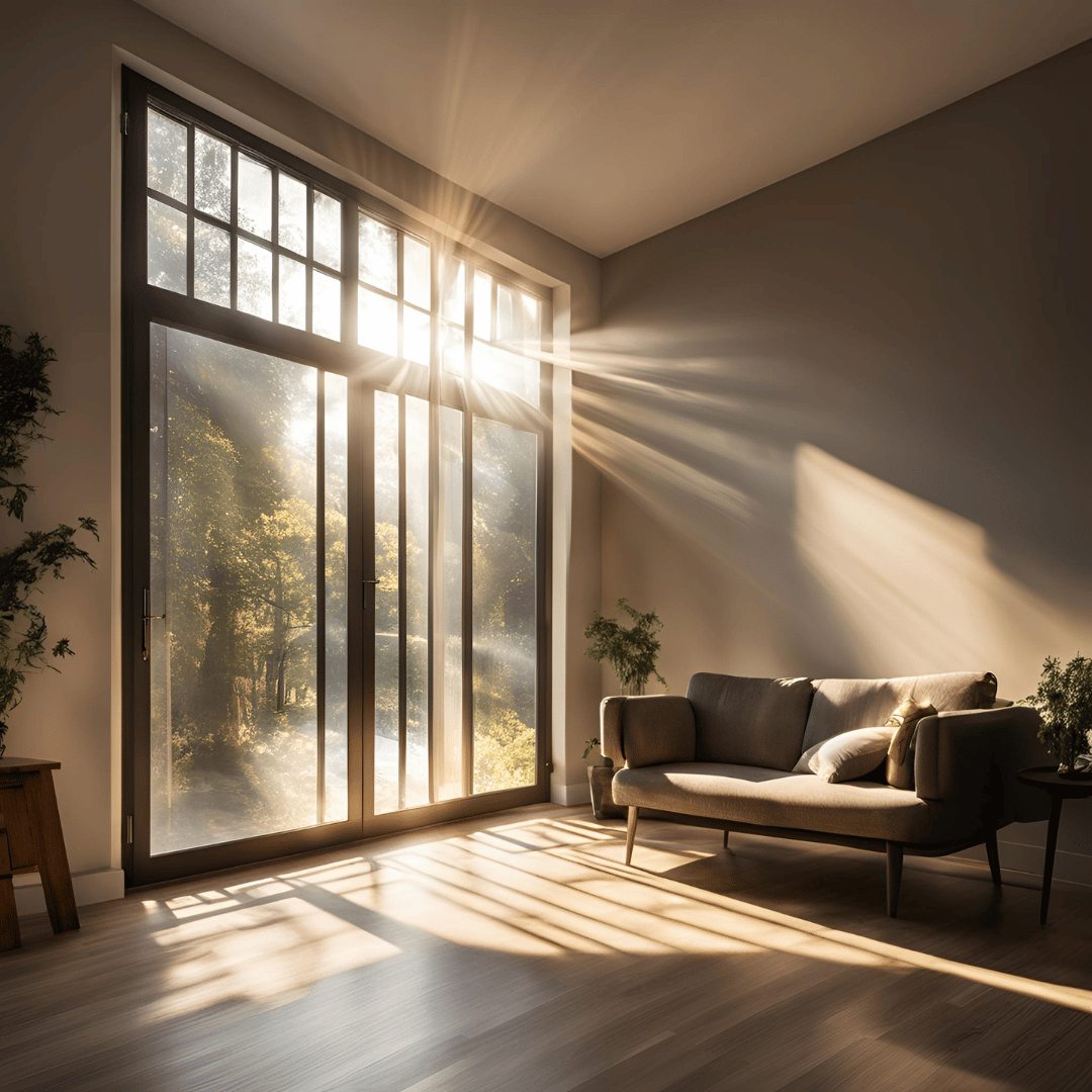 sun shining through the window